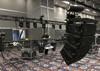 Speaker and Lighting being rigged